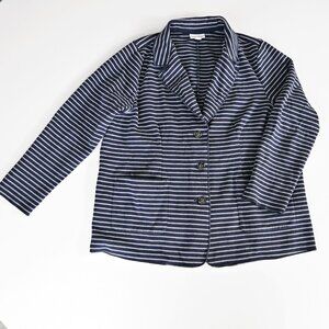 J. Jill Jersey Knit Wearever Navy & White Striped Blazer-Size LP Like New